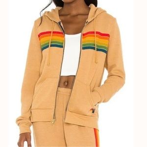 Rare Aviator Nation six stripe zip up hoodie xs